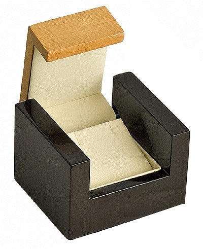 Wooden Single Earring Jewelry Box - Natural/Brown