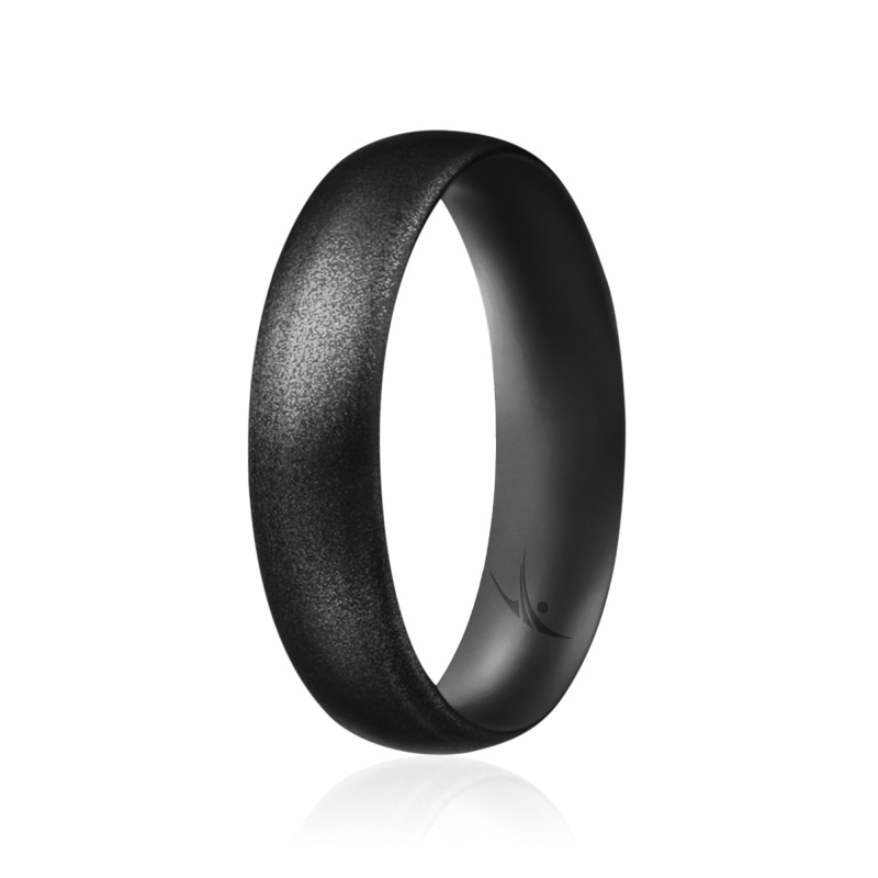 Silicone Wedding Ring - Dome Style Thin Comfort Fit - Metallic Black By Roq For Women - 5 Mm Ring