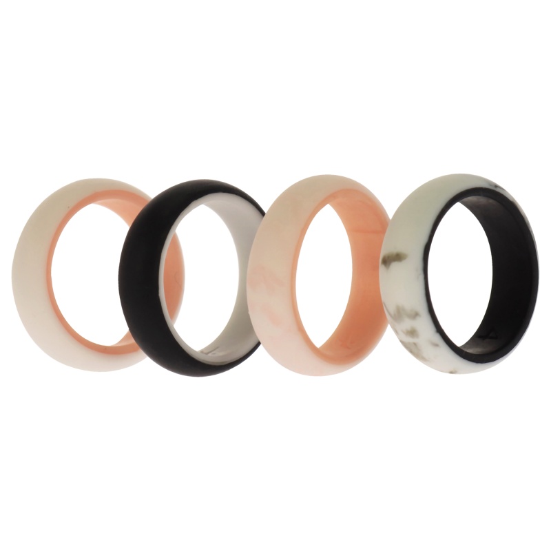 Silicone Wedding 2Layer Ring Set - Rose-Marble By Roq For Women - 4 X 4 Mm Ring