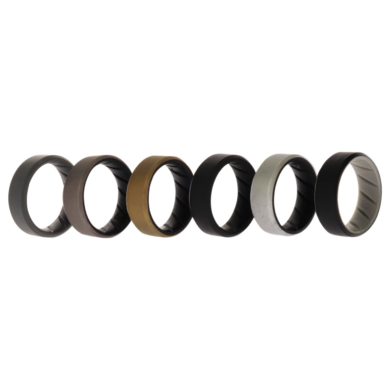 Silicone Wedding Br 8Mm Edge Ring Set - Black By Roq For Men - 6 X 9 Mm Ring