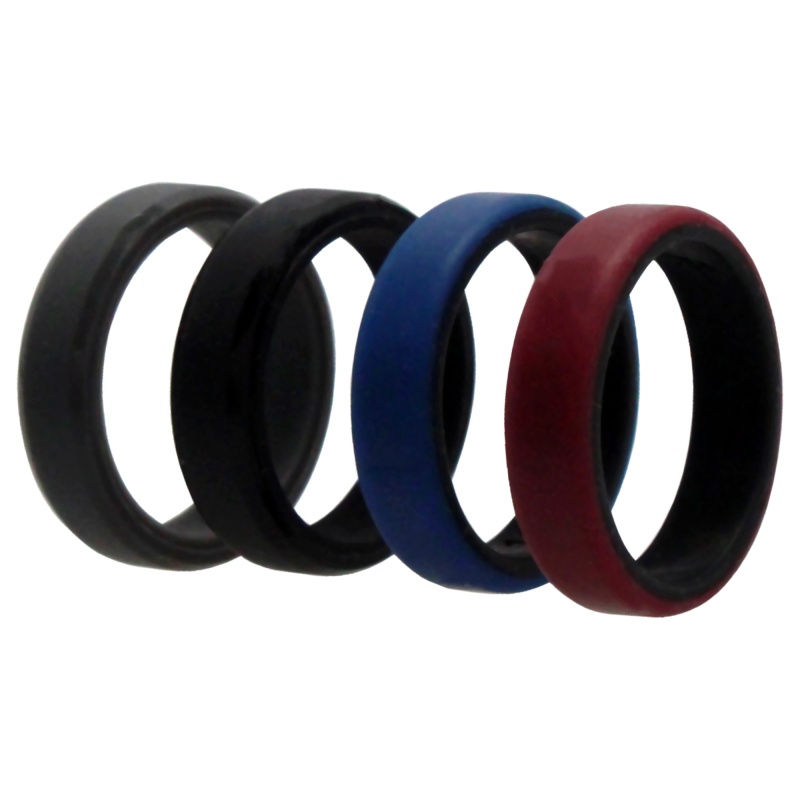 Silicone Wedding 6Mm Brush 2Layer Ring Set - Bordo By Roq For Men - 4 X 11 Mm Ring