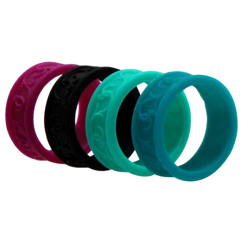 Silicone Wedding Flower Ring Set - Multicolor By Roq For Women - 4 X 4 Mm Ring