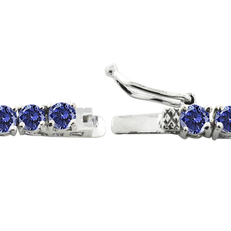 Sterling Silver Simulated Tanzanite Tennis Bracelet