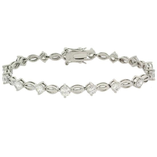 Sterling Silver Cz Oval Link Bracelet