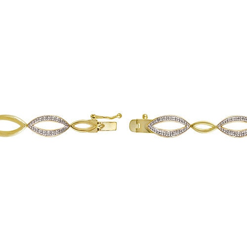18K Gold Over Sterling Silver Diamond Accent Marquise Link Bracelet
