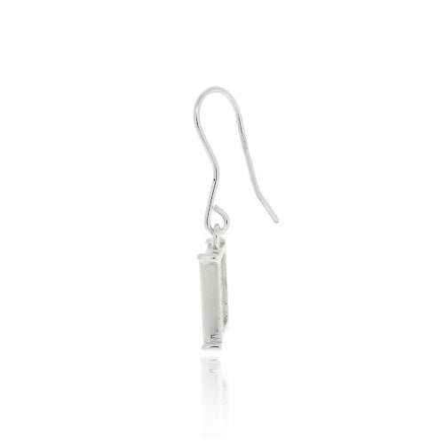 Sterling Silver Cz Micro Pave Square Dangle Earrings