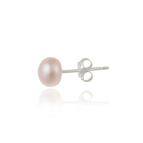 Sterling Silver 7-7.5mm Freshwater Cultured Pink Pearl Stud Earrings