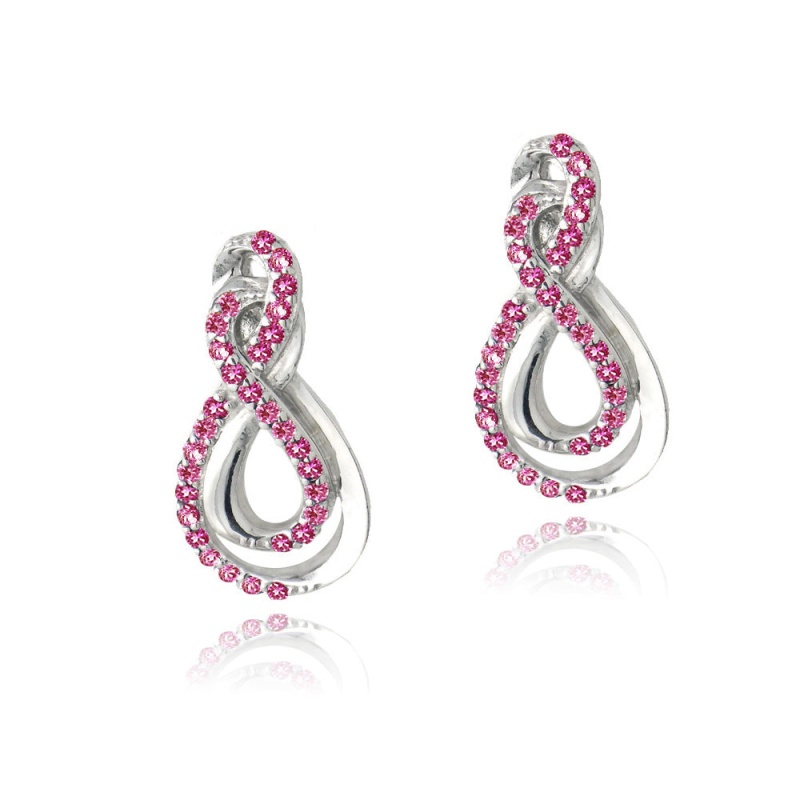Sterling Silver Created Ruby Intertwined Infinity Earrings