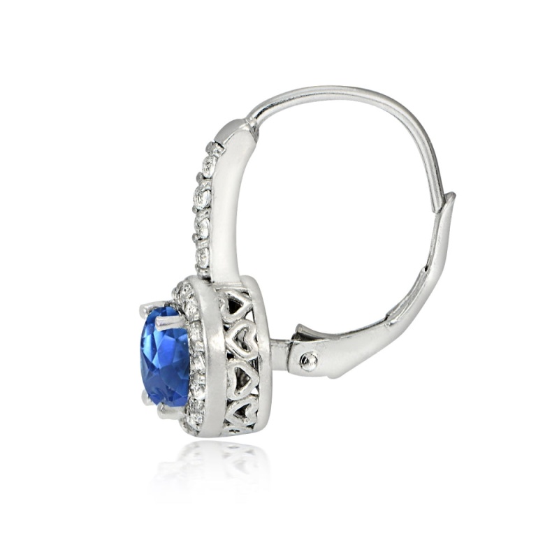 Sterling Silver Genuine Kyanite And White Topaz Round Leverback Earrings