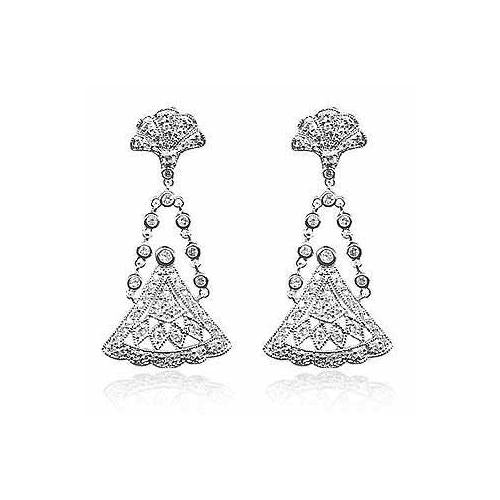 Sterling Silver Cz Vintage Chandelier Earrings