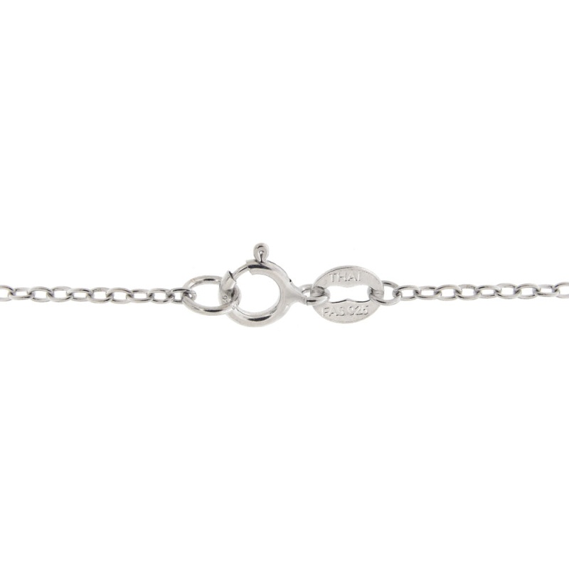 Sterling Silver Cz Round Station Necklace, 18-Inch