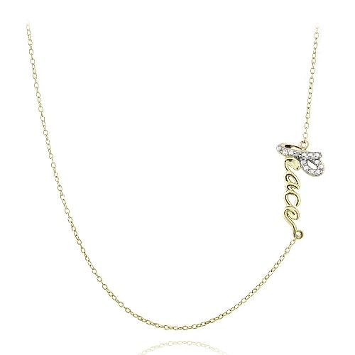 Gold Tone Over Sterling Silver Diamond Accent Peace Chain Necklace