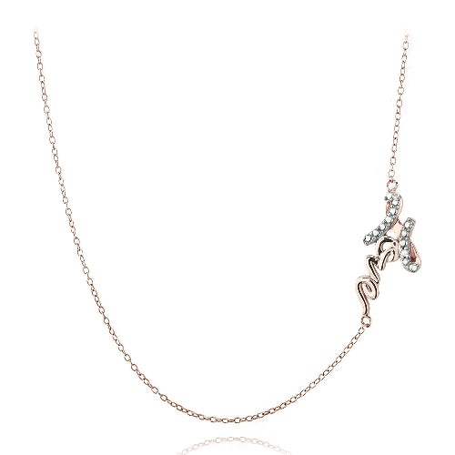Rose Gold Tone Over Sterling Silver Diamond Accent Love Chain Necklace