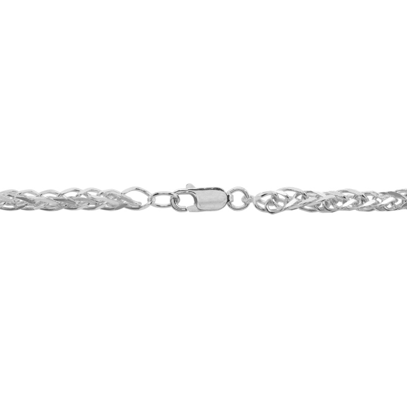 Two-Tone Rose Gold Flashed Sterling Silver Polished Round Ball Bead Wheat Spiga Chain Necklace, 17 Inch