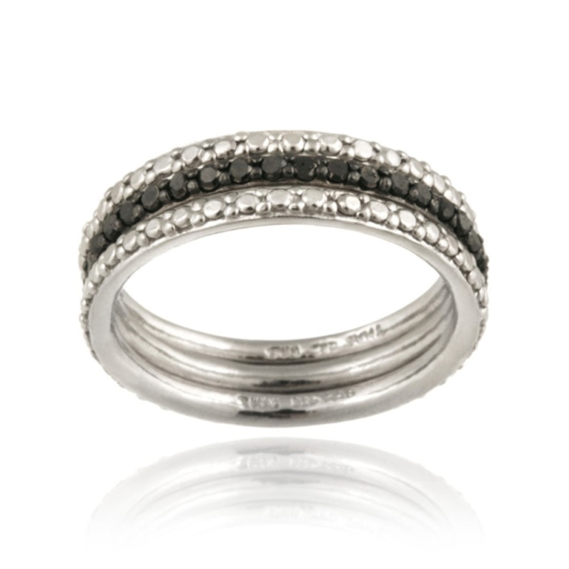 Silverspeck Black Diamond Stackable Eternity Band Set