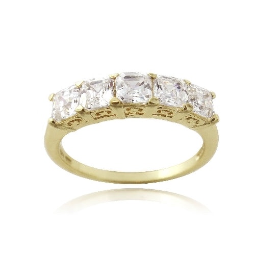 Asscher Cut CZ Semi-Eternity Band Ring