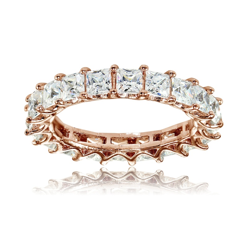 Silverspeck Rose Gold Over Silver Cubic Zirconia Eternity Band Ring, Size 8