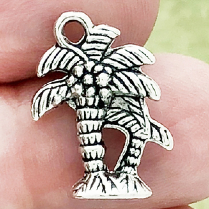 Palm Tree Charm In Antique Silver Pewter Hawaiian Charm
