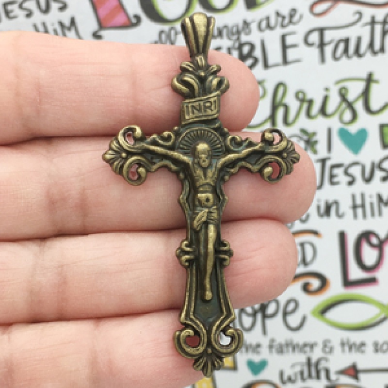 Ornate Bronze Crucifix Pendants Wholesale In Pewter