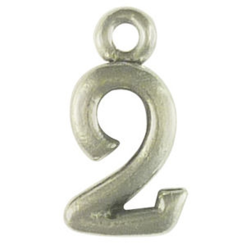 Sports Number Charm 2 In Antique Silver Pewter