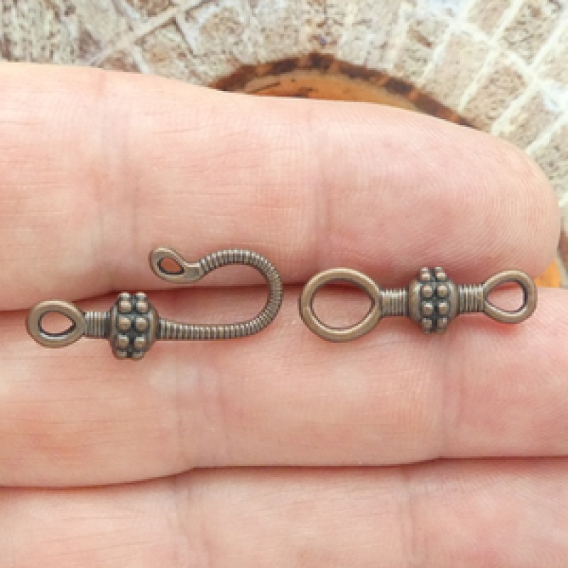 Bali Hook And Eye Clasp For Jewelry Making In Copper Pewter